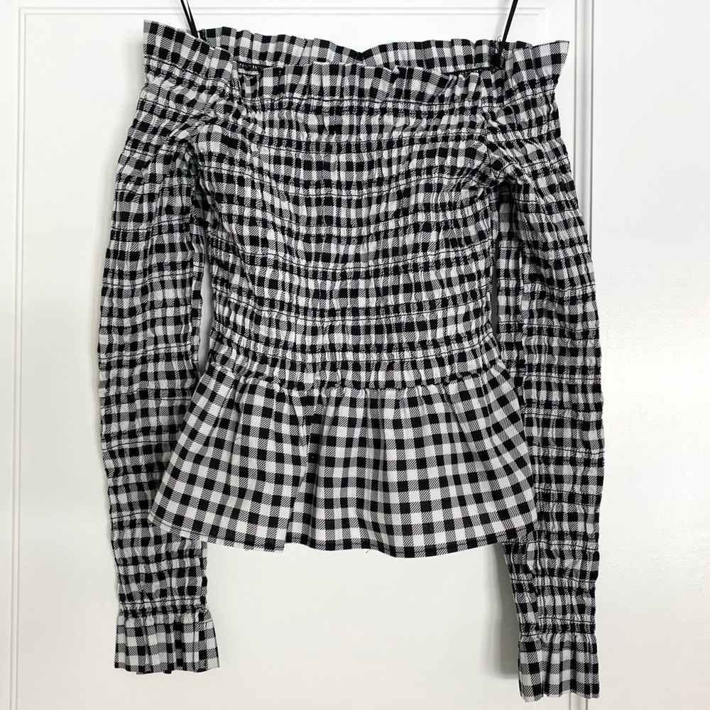 H&M Shirred Off The Shoulder Top - Small - Picture 3 of 7